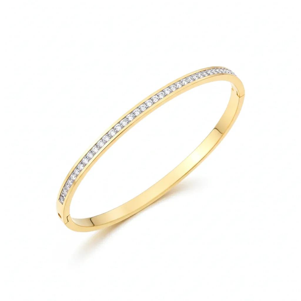 18K Gold Plated Classic Zircon Bangle Bracelet - RACHIVA