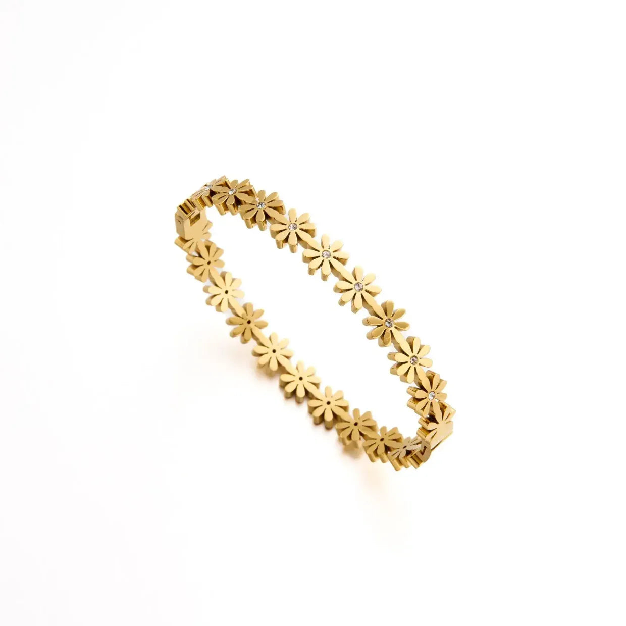 18K Gold Plated Daisy Floral Bangle Bracelet - RACHIVA