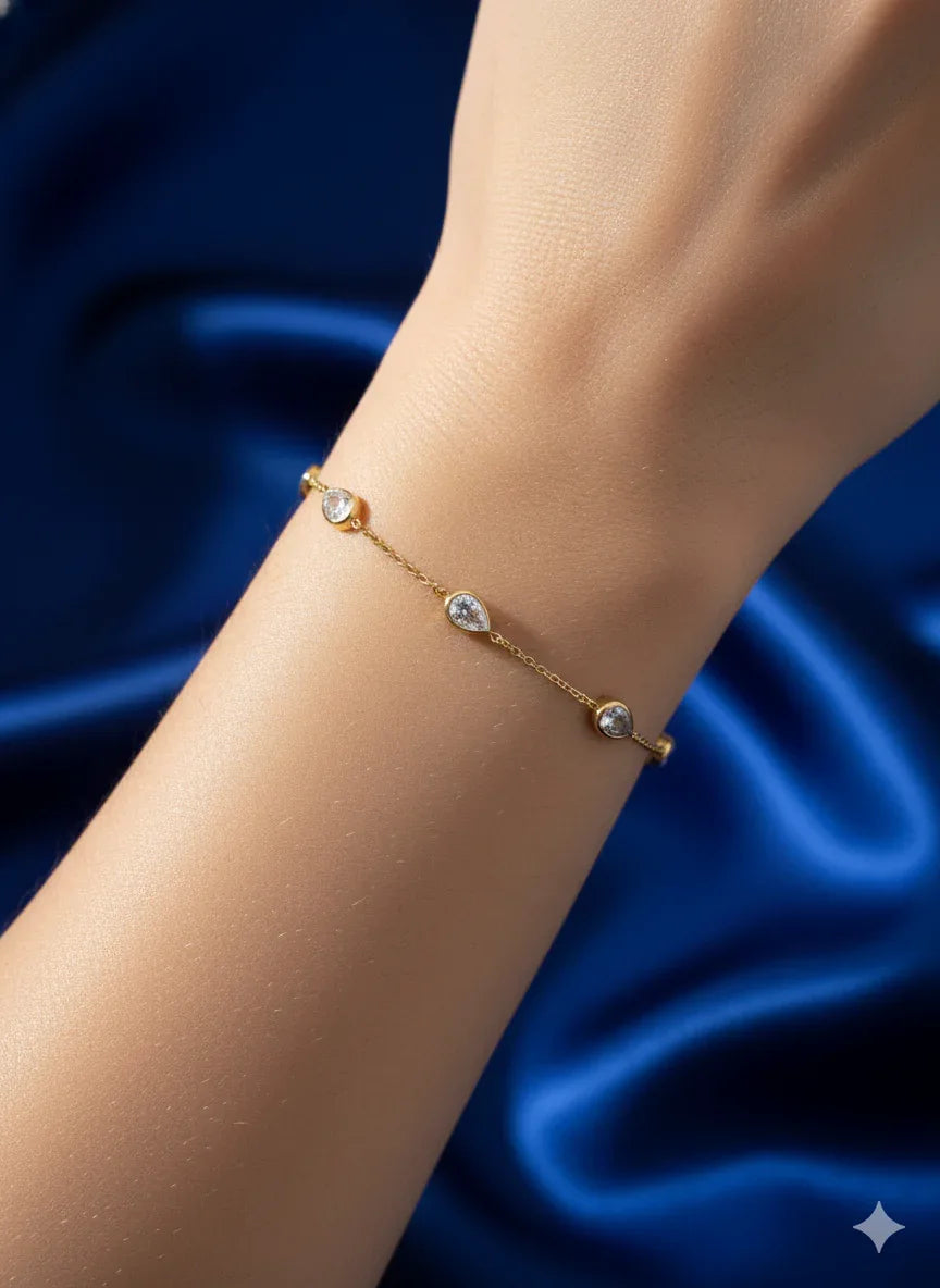 18K Gold Plated Teardrop Zircon Bracelet - RACHIVA