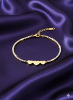 18K Gold Plated Triple Heart Tennis Bracelet - RACHIVA