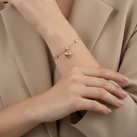 18K Gold Plated Heart Charm CZ Bracelet - RACHIVA