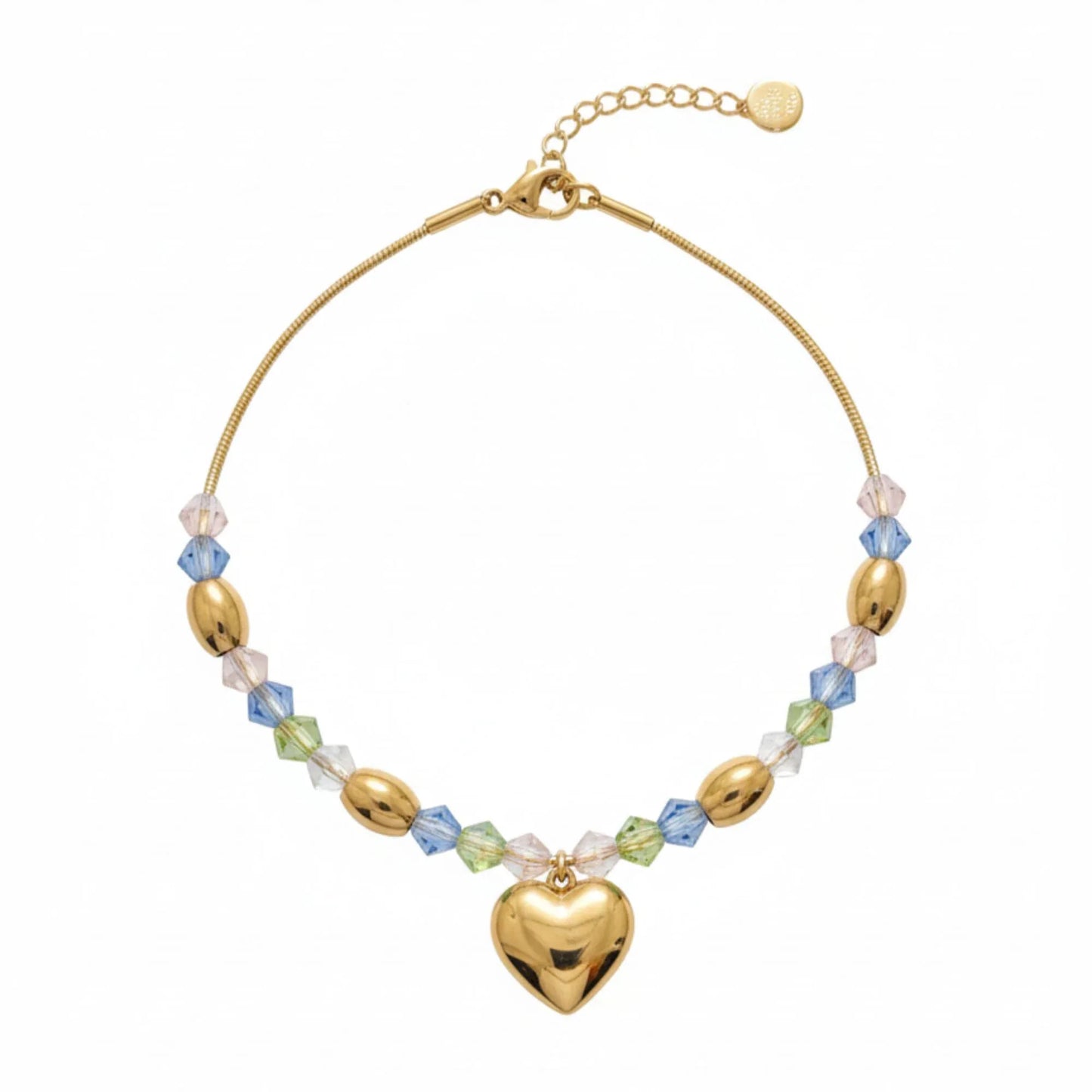 18K Gold Plated Multicolor Bead Heart Bracelet - RACHIVA