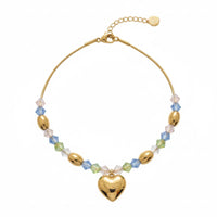 18K Gold Plated Multicolor Bead Heart Bracelet - RACHIVA