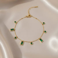 18K Gold Plated Green Charm Bracelet - RACHIVA