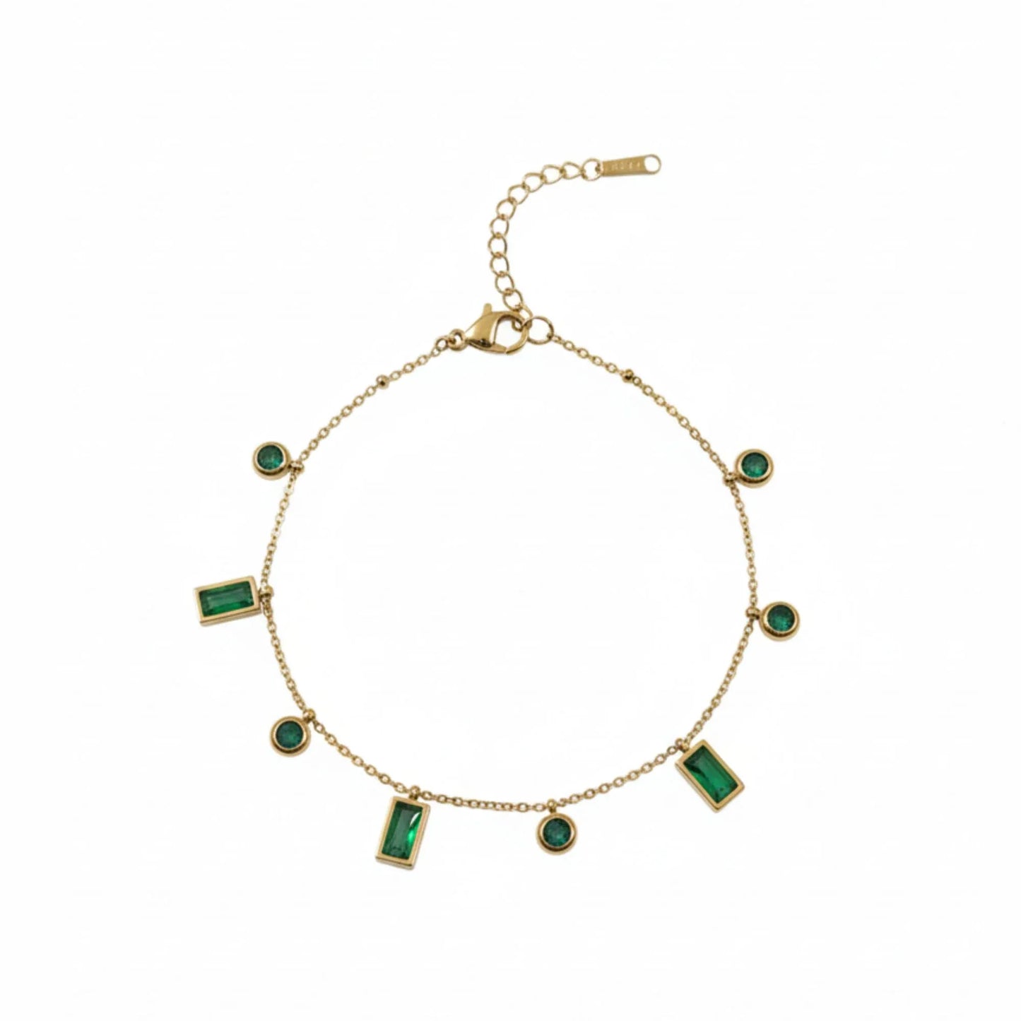 18K Gold Plated Green Charm Bracelet - RACHIVA