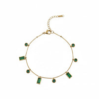 18K Gold Plated Green Charm Bracelet - RACHIVA
