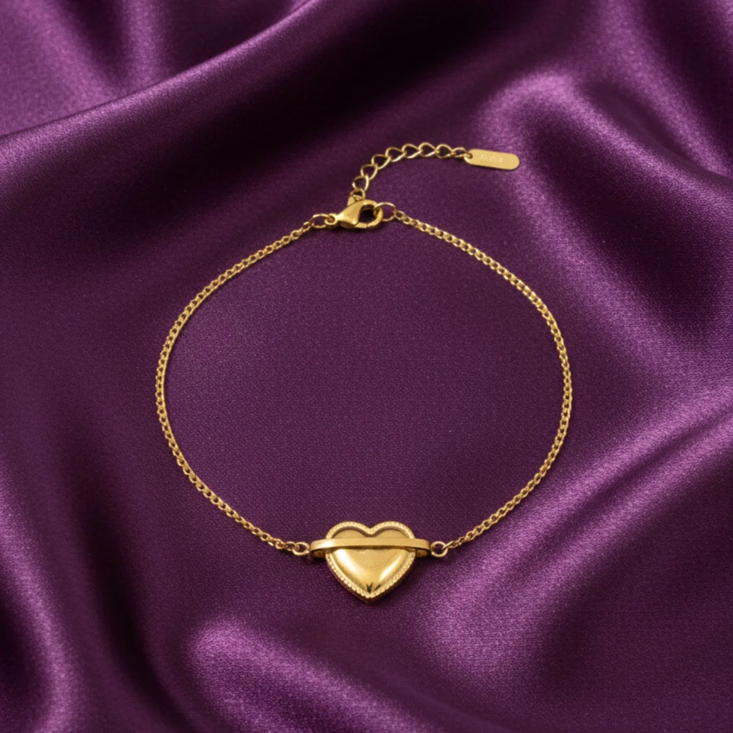 18K Gold Plated Heart Centre Chain Bracelet - RACHIVA