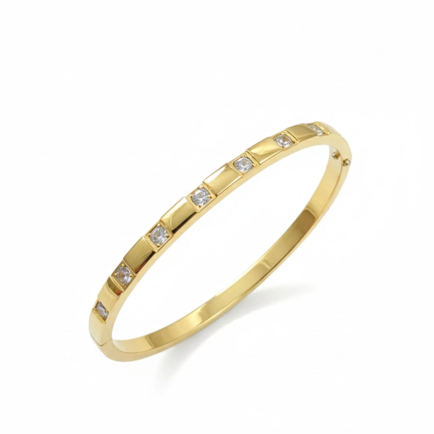 18K Gold Plated Square CZ Bangle Bracelet - RACHIVA