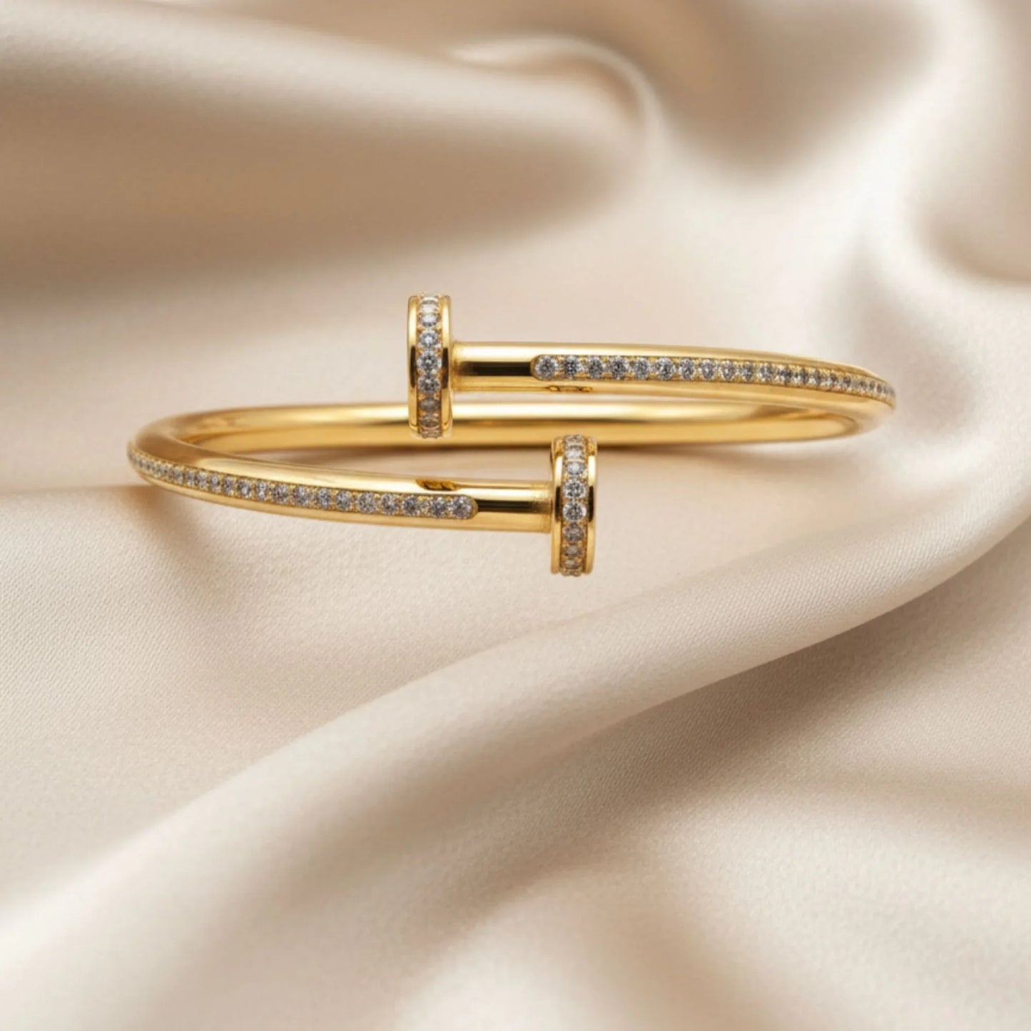 18K Gold Plated Nail CZ Cuff Bracelet - RACHIVA