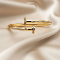 18K Gold Plated Nail CZ Cuff Bracelet - RACHIVA