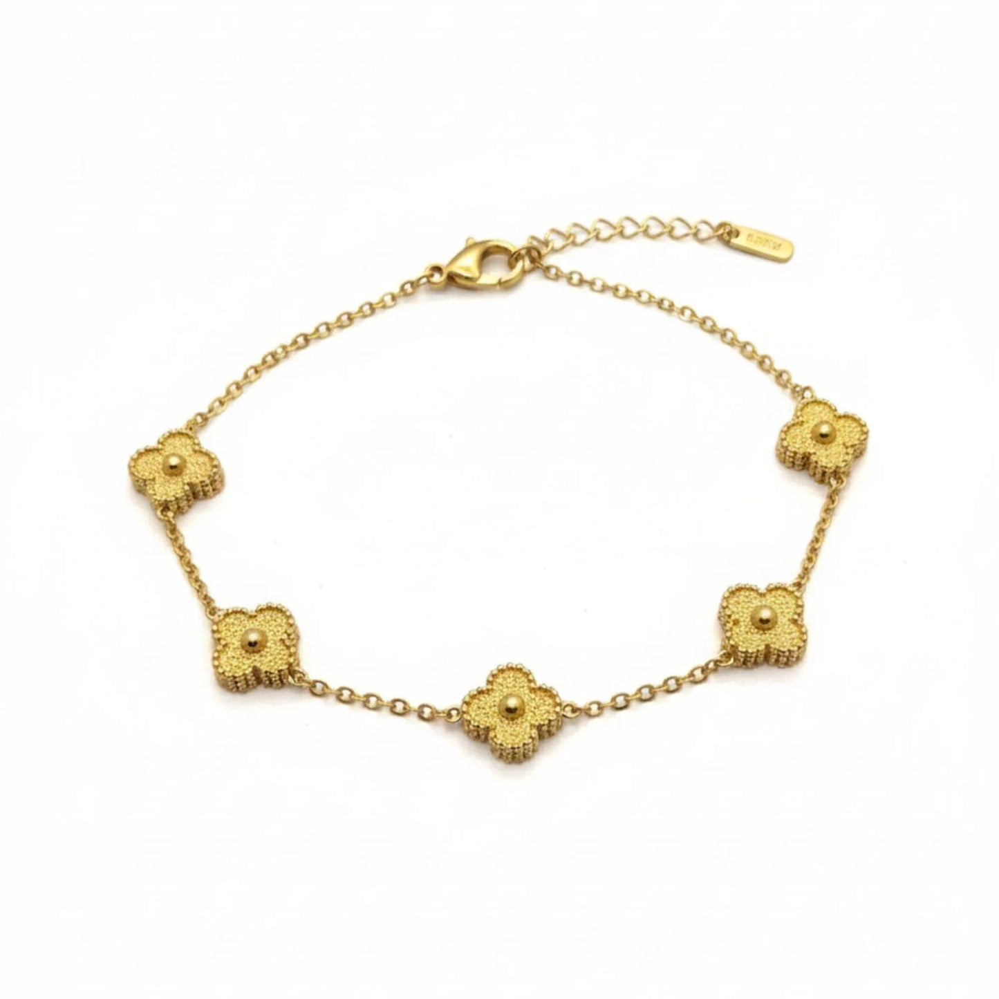 18K Gold Plated Textured Clover Bracelet - RACHIVA