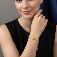18K Gold Plated Textured Clover Bracelet - RACHIVA