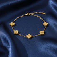 18K Gold Plated Textured Clover Bracelet - RACHIVA