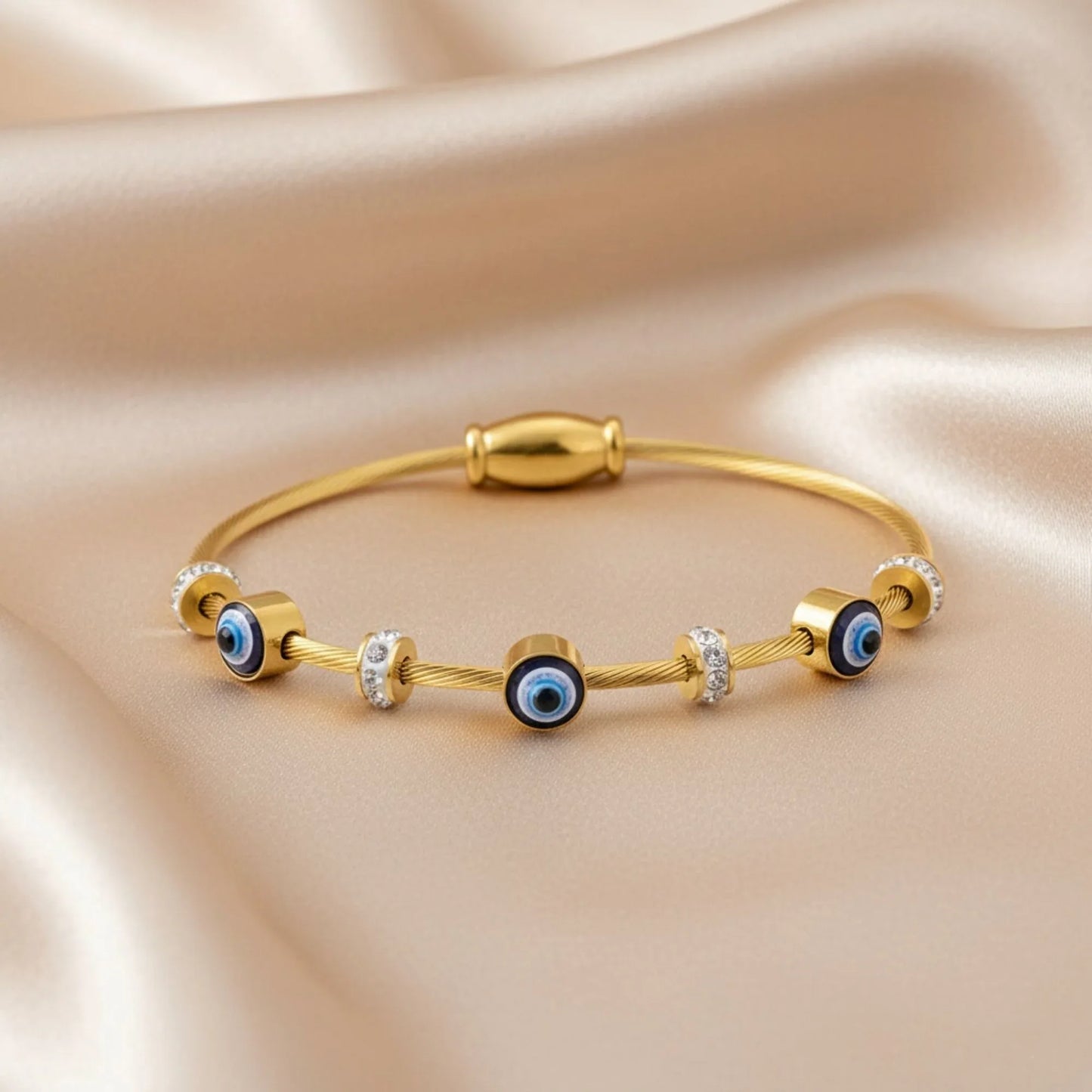 18K Gold Plated Evil Eye Cable Bracelet - RACHIVA