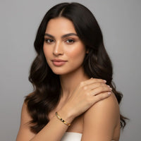 18K Gold Plated Bezel CZ Bangle Bracelet - RACHIVA
