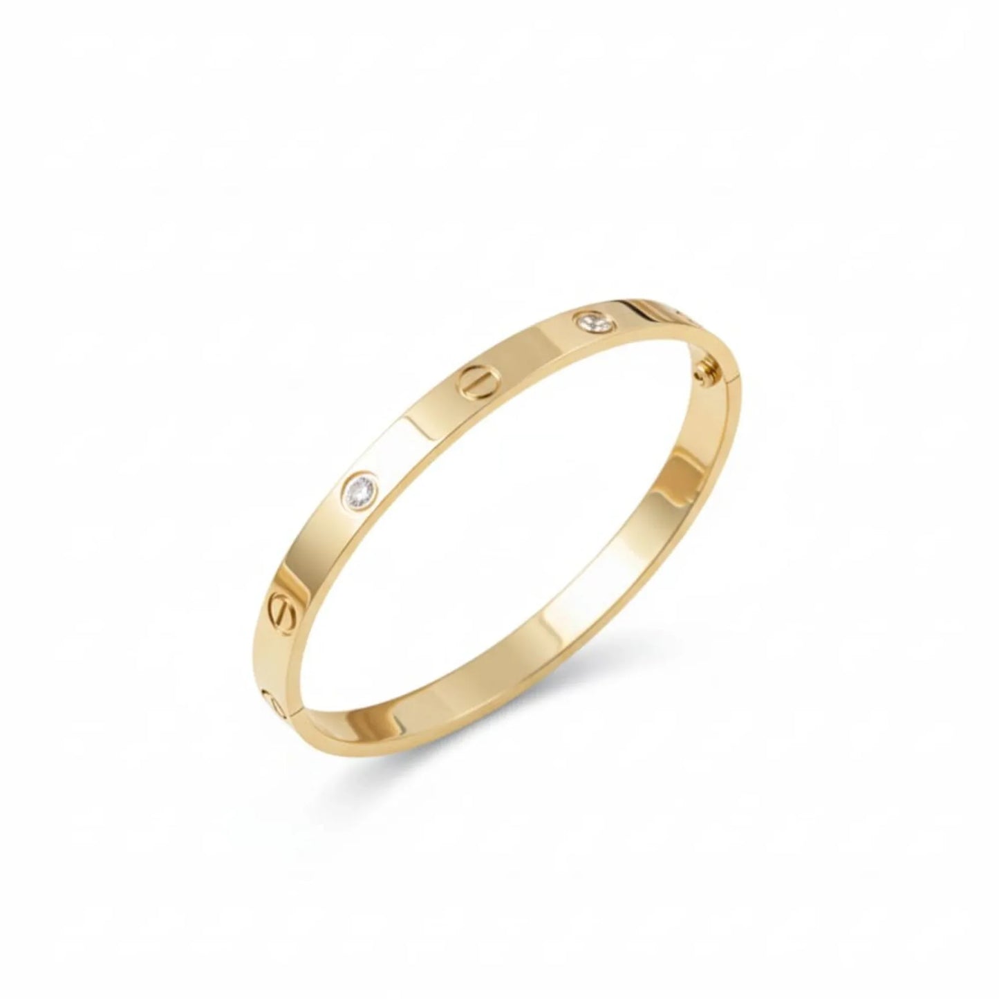 18K Gold Plated Screw Motif CZ Bangle Bracelet - RACHIVA