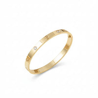 18K Gold Plated Screw Motif CZ Bangle Bracelet - RACHIVA