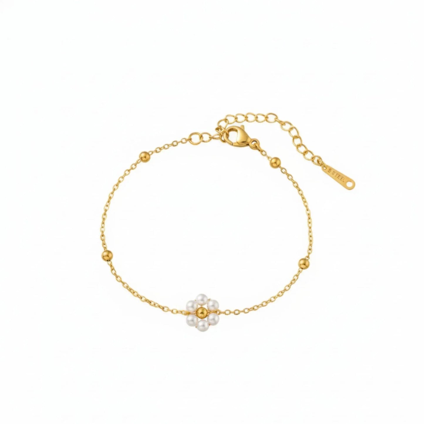 18K Gold Plated Pearl Floral Bracelet - RACHIVA