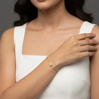 18K Gold Plated Pearl Floral Bracelet - RACHIVA