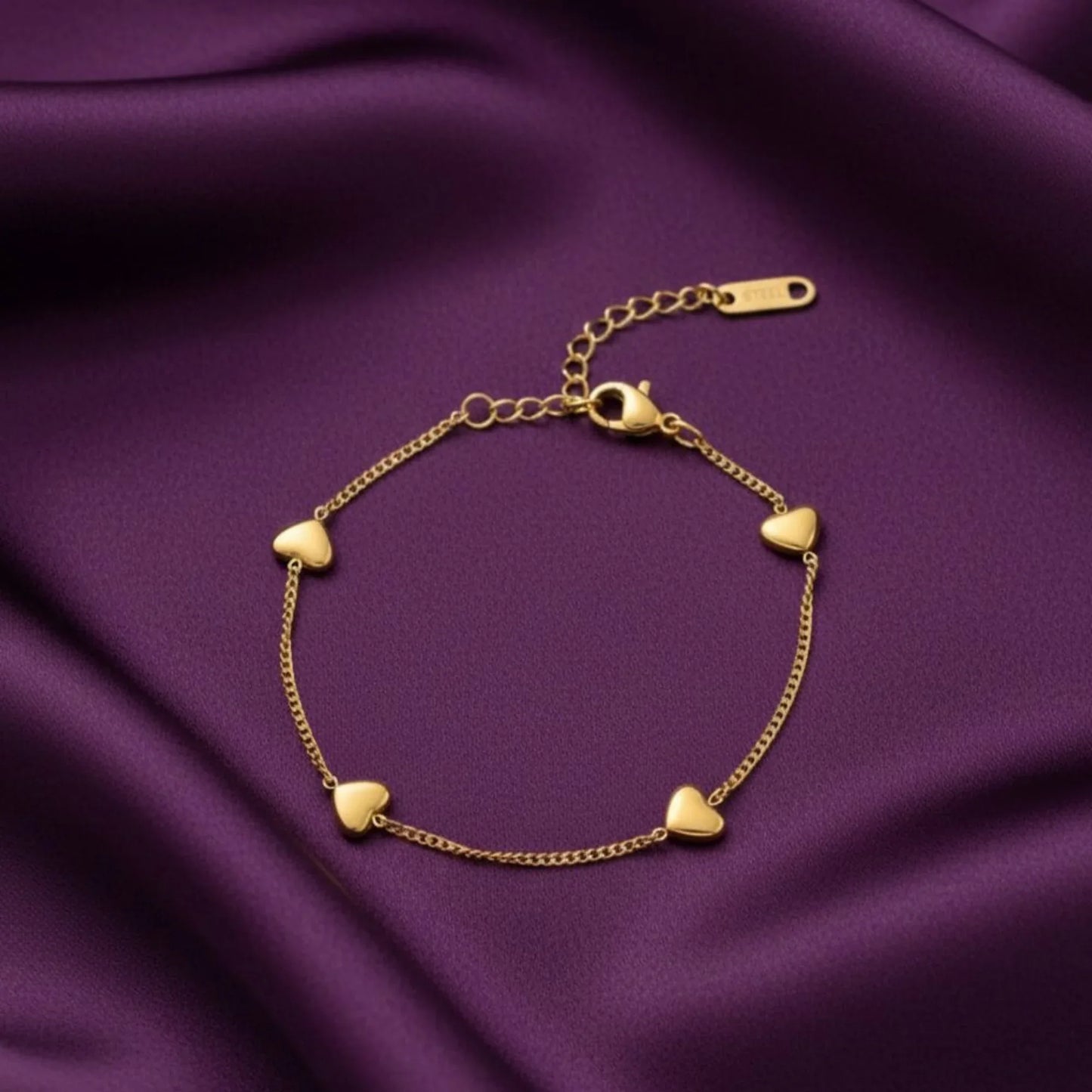 18K Gold Plated Mini Heart Chain Bracelet - RACHIVA