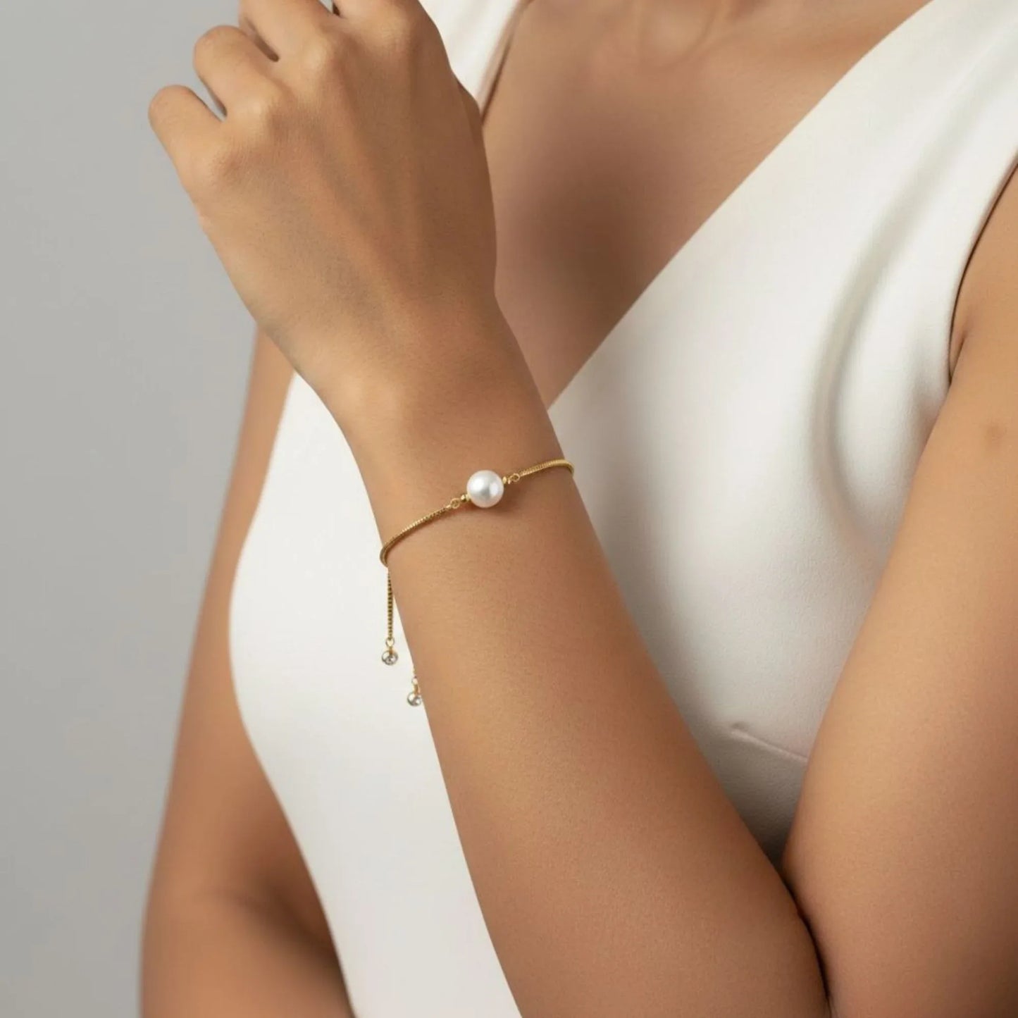 18K Gold Plated Pearl Slider Bracelet - RACHIVA