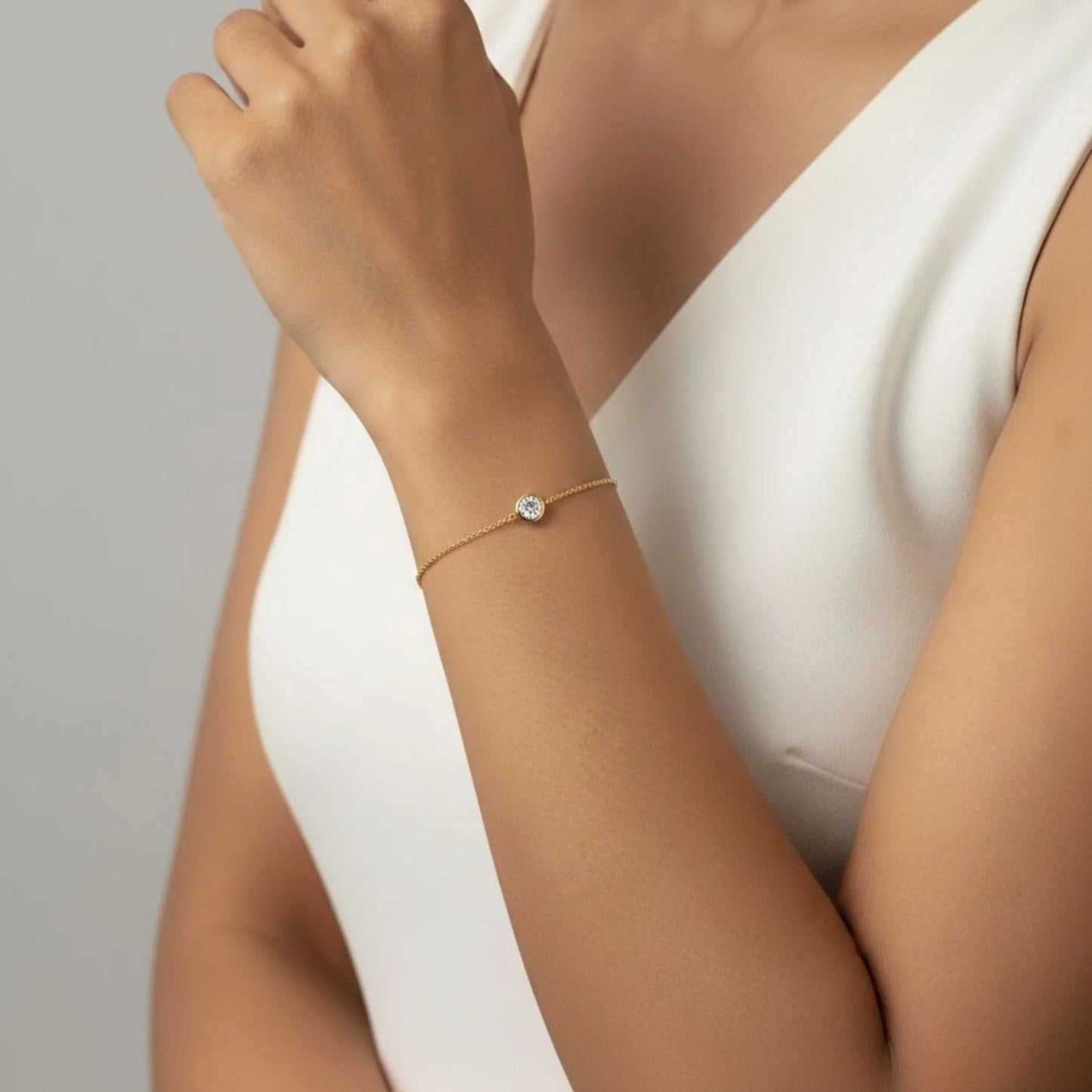 18K Gold Plated Bezel Zircon Bracelet - RACHIVA