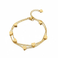 18K Gold Plated Multi Heart Chain Bracelet - RACHIVA