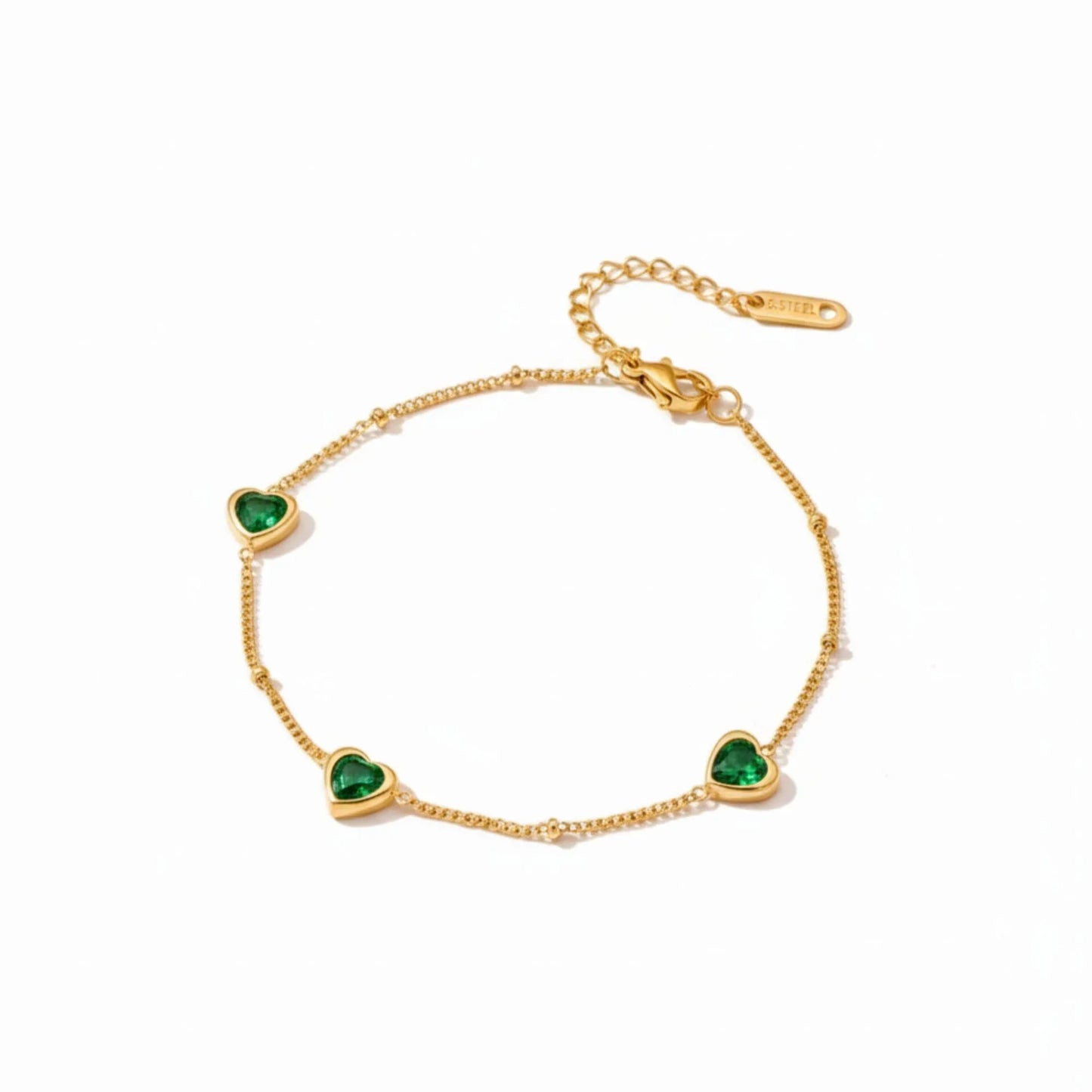 18K Gold Plated Emerald Heart Zircon Bracelet - RACHIVA