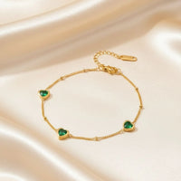 18K Gold Plated Emerald Heart Zircon Bracelet - RACHIVA