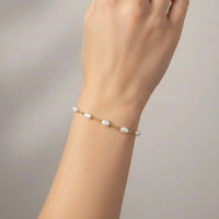 18K Gold Plated Pearl Link Chain Bracelet - RACHIVA