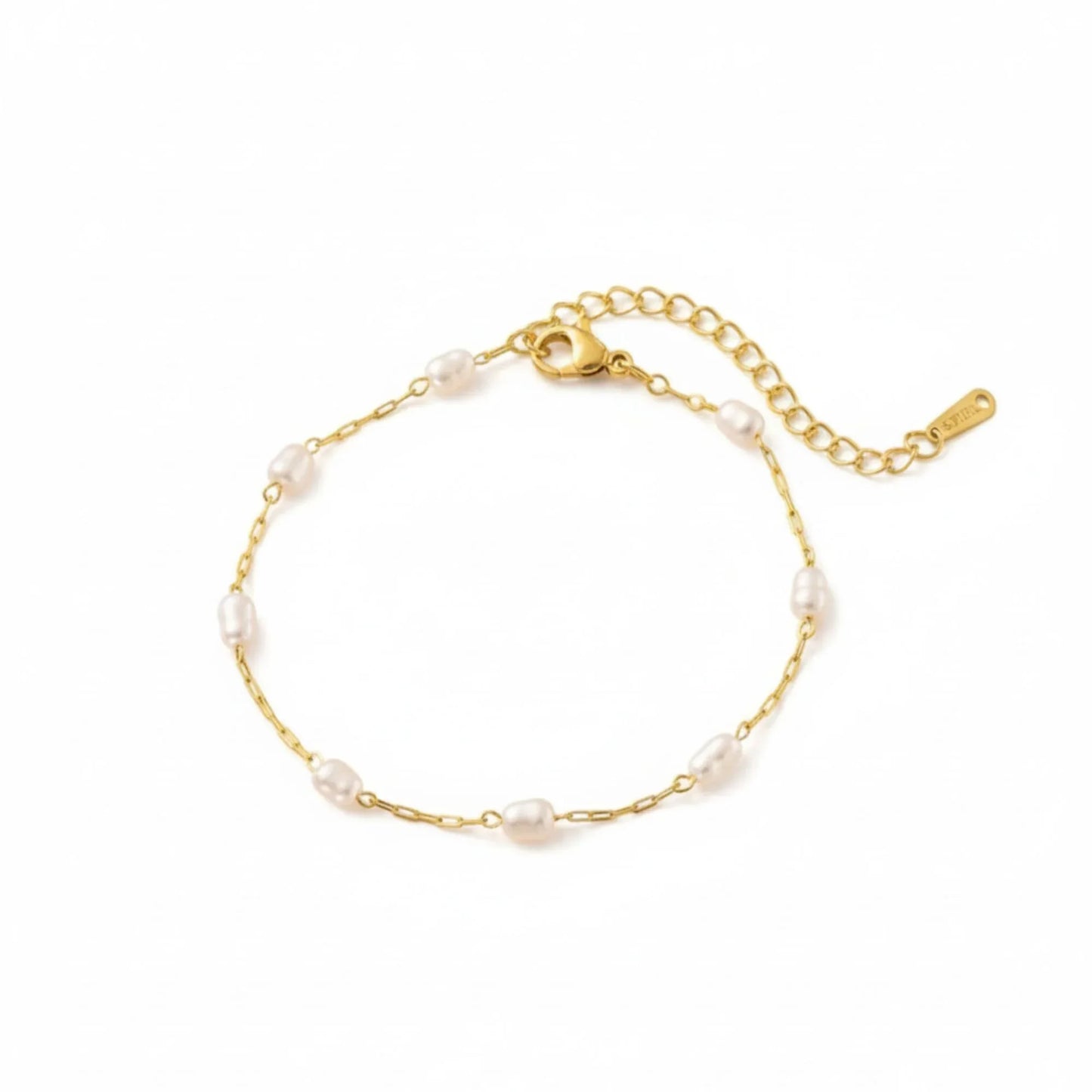 18K Gold Plated Pearl Link Chain Bracelet - RACHIVA
