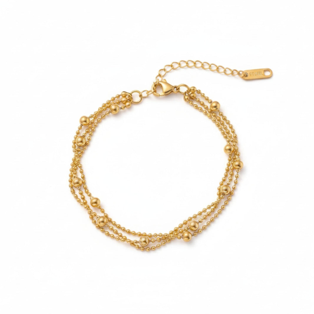 18K Gold Plated Triple Layer Bead Bracelet