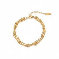 18K Gold Plated Triple Layer Bead Bracelet