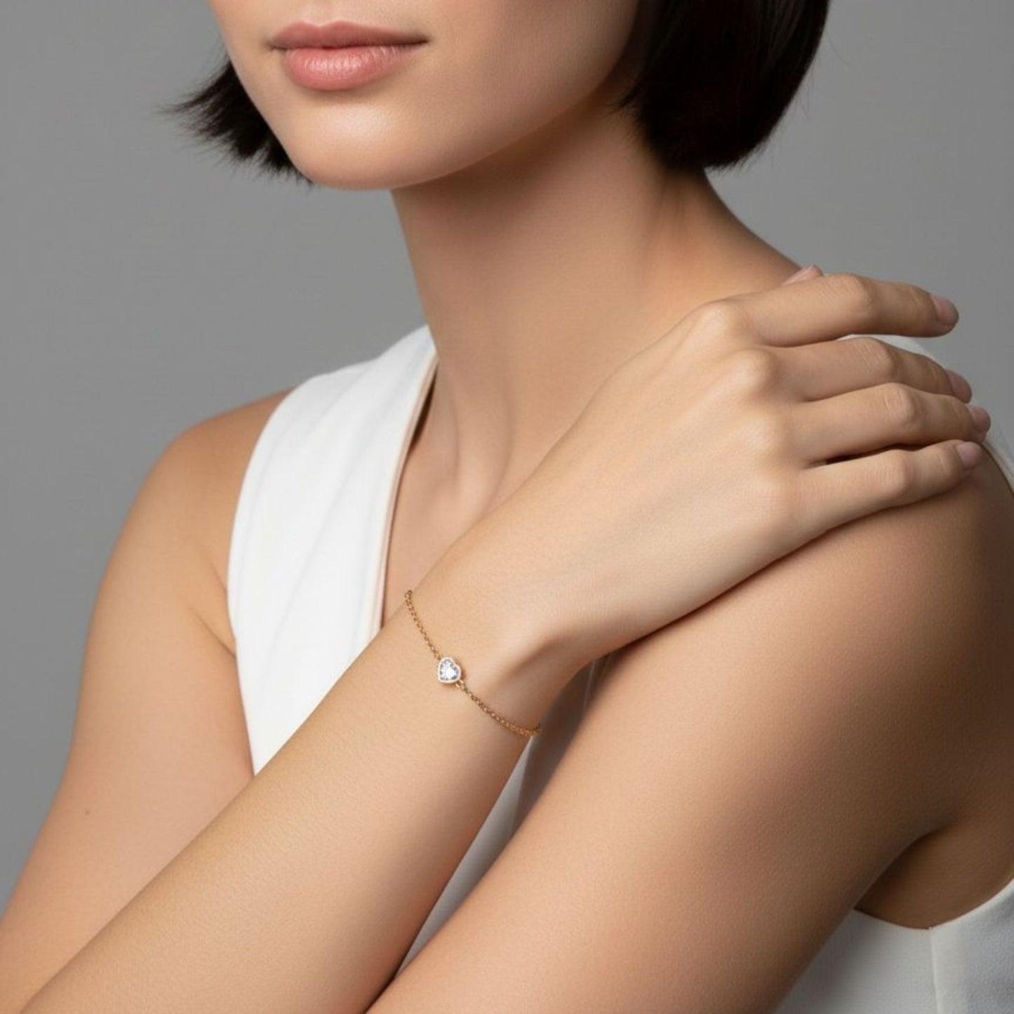 18K Gold Plated Heart Charm Bracelet