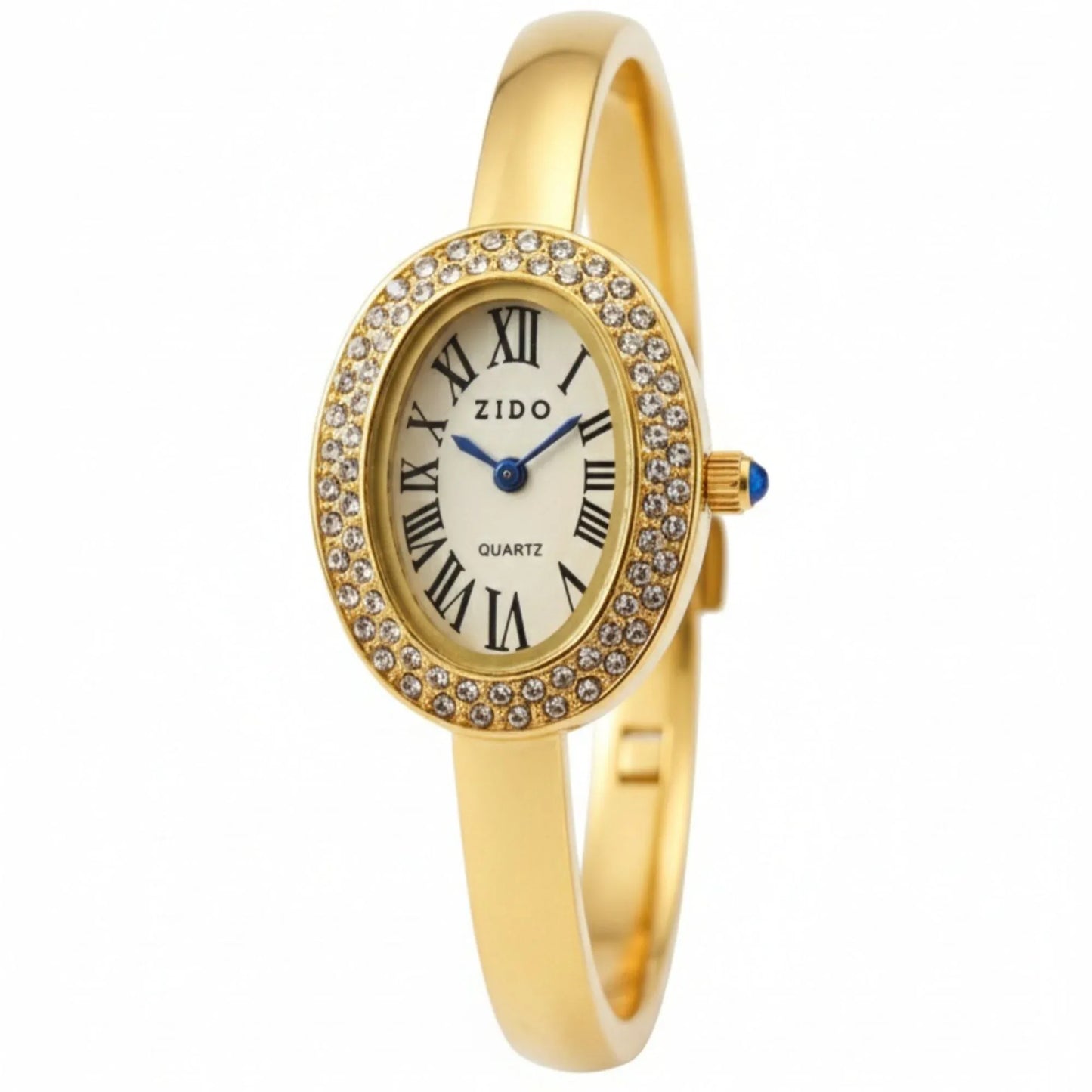 18K Gold Plated Oval Zircon Bangle Watch - RACHIVA
