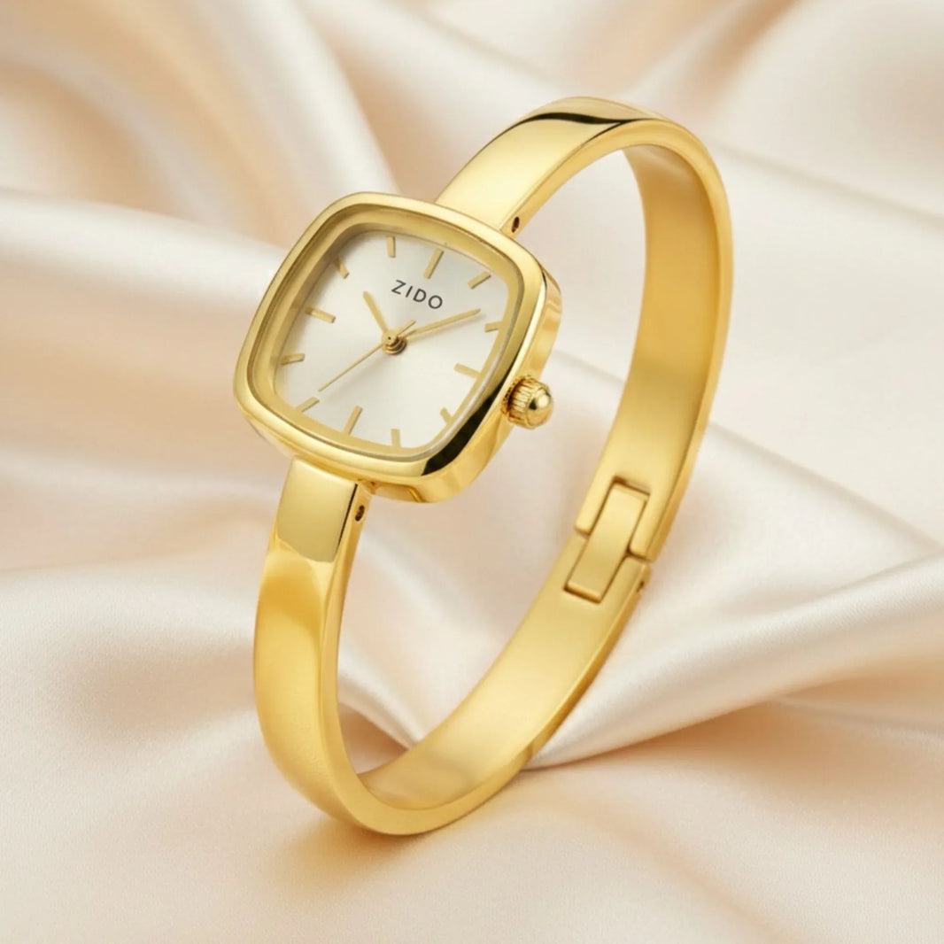 18K Gold Plated Square Bangle Watch - RACHIVA