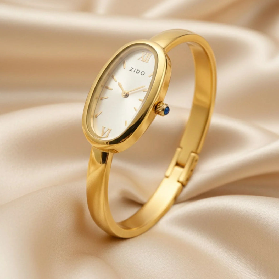18K Gold Plated Roman Oval Bangle Watch - RACHIVA