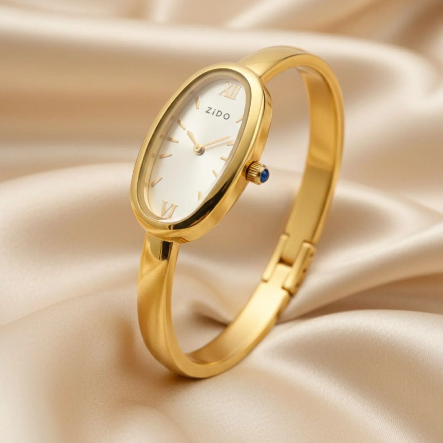 18K Gold Plated Roman Oval Bangle Watch - RACHIVA