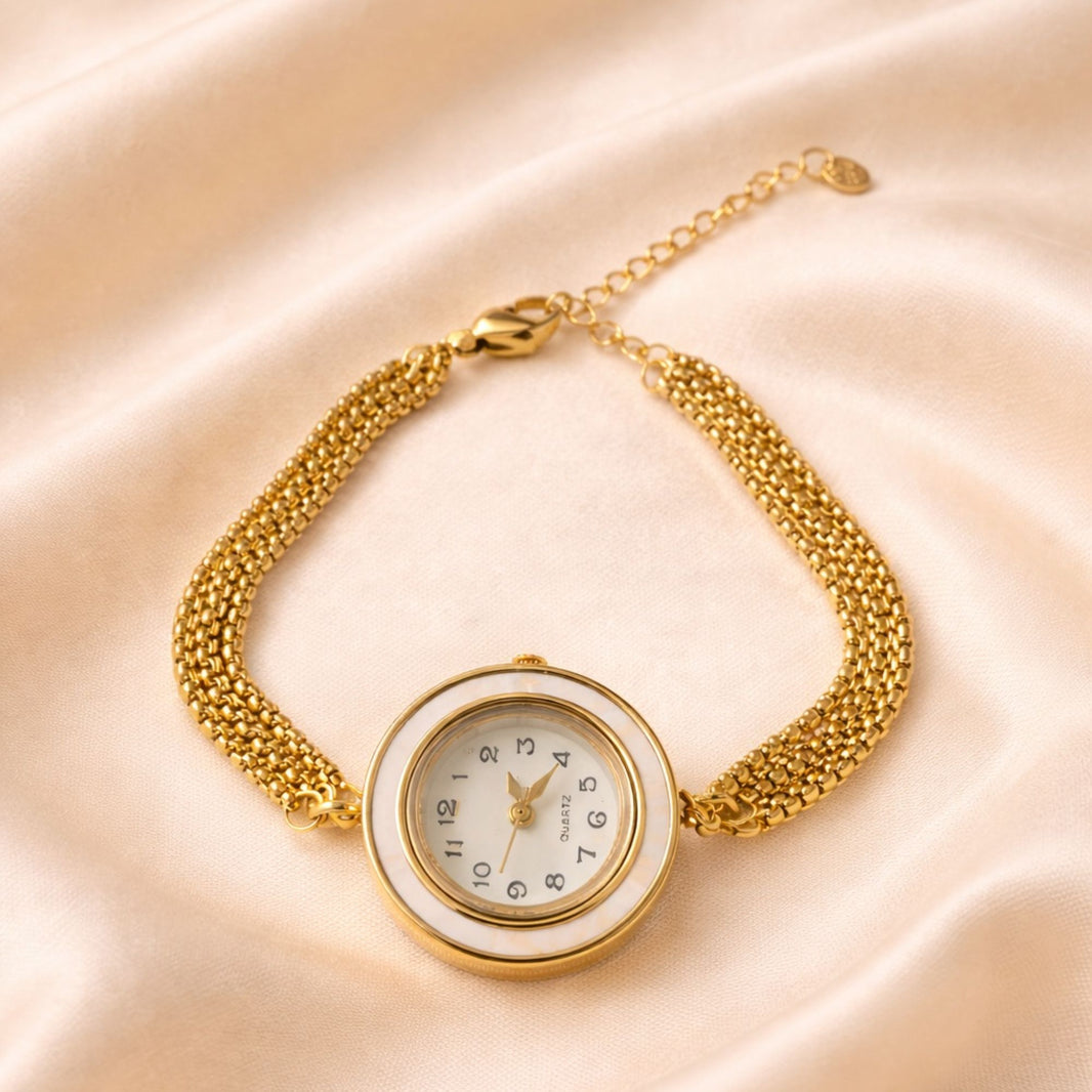 18K Gold Plated Chain Bracelet Watch