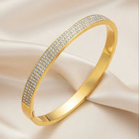 18K Gold Plated Triple Row Zircon Sleek Bangle - RACHIVA
