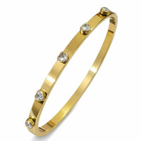 18K Gold Plated Heart Zircon Minimal Bangle - RACHIVA
