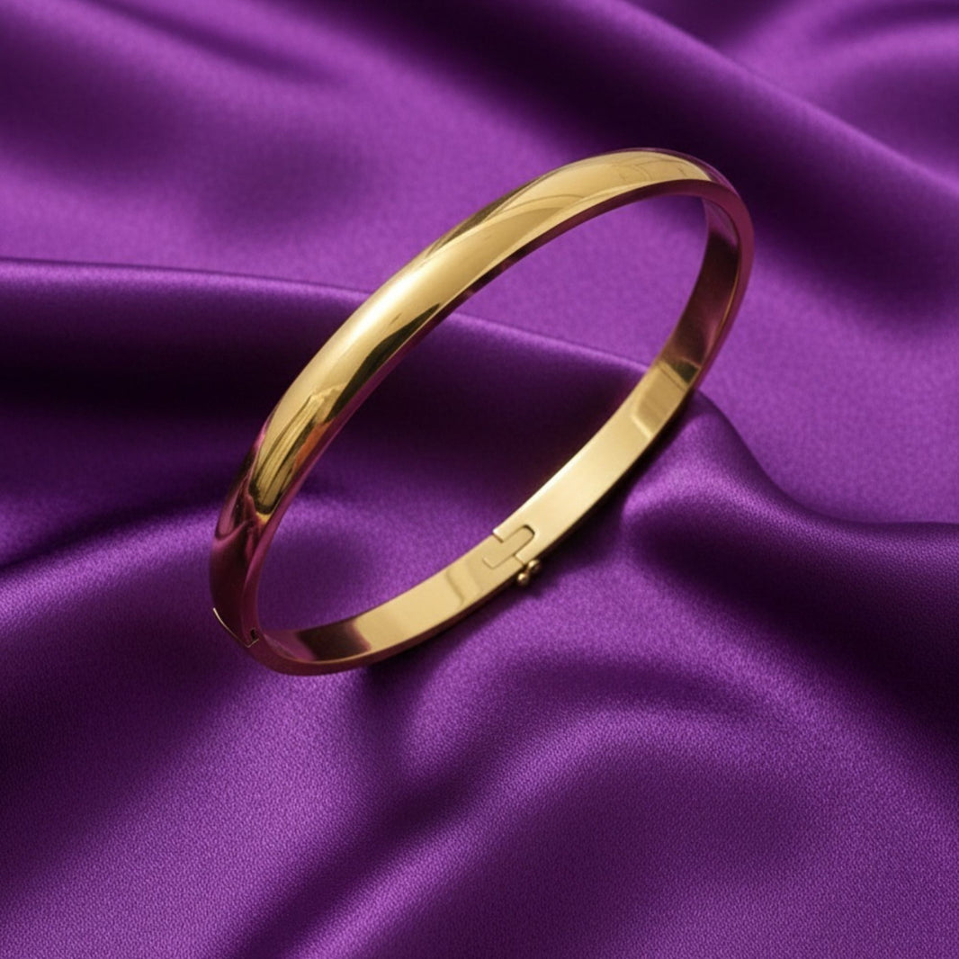18K Gold Plated Classic Dome Bangle Bracelet