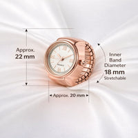 18K Quartz Finger Ring Watch - Rose Gold (Roman Numeral Dial)