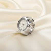 18K Quartz Finger Ring Watch - Silver (Roman Numeral Dial)