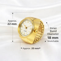 18K Quartz Finger Ring Watch - Gold (Roman Numeral Dial)