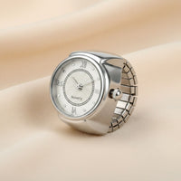 18K Quartz Finger Ring Watch - Silver (Dot & Roman Dial)