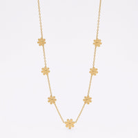 18K Gold Plated Daisy Flower Station Charm Necklace