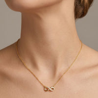 18K Gold Plated Infinity CZ Half-Pavé Pendant Necklace