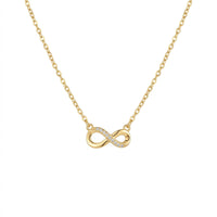 18K Gold Plated Infinity CZ Half-Pavé Pendant Necklace