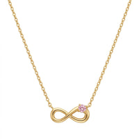 18K Gold Plated Infinity Pink CZ Solitaire Pendant Necklace